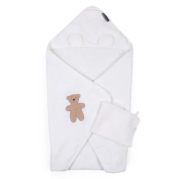 Childhome Baby Badcape + Washandje - 80X80 Cm - Mousseline / Terry Teddy^ Badcapes