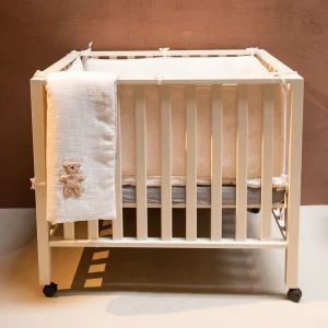 Childhome Babydeken - 80X100 Cm - Jersey Melange Beige / Mousseline Teddy^ Dekens