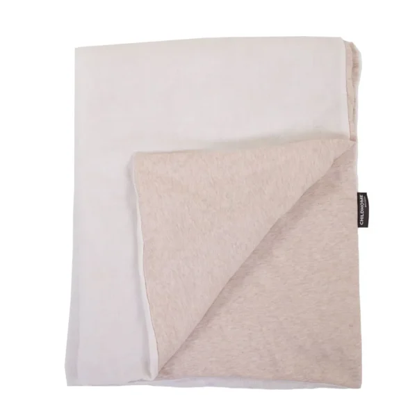 Childhome Babydeken - 80X100 Cm - Jersey Melange Beige / Mousseline Teddy^ Dekens