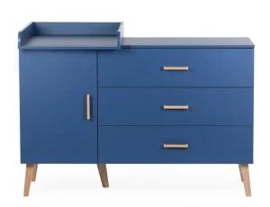 Childhome Bold Blue - Commode - 3 Laden + 1 Deur + Verzorgingsunit^ Commodes