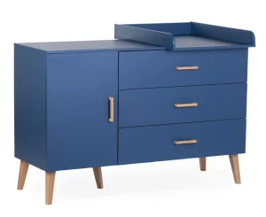 Childhome Bold Blue - Commode - 3 Laden + 1 Deur + Verzorgingsunit^ Commodes