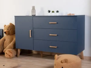 Childhome Bold Blue - Commode - 3 Laden + 1 Deur + Verzorgingsunit^ Commodes