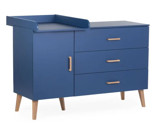 Childhome Bold Blue - Commode - 3 Laden + 1 Deur + Verzorgingsunit^ Commodes