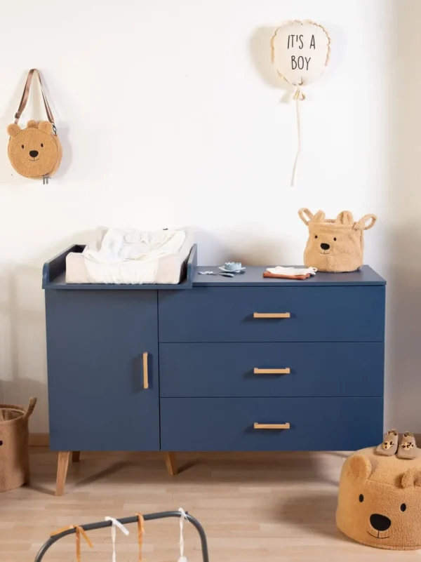 Childhome Bold Blue - Commode - 3 Laden + 1 Deur + Verzorgingsunit^ Commodes