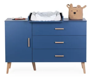 Childhome Bold Blue - Commode - 3 Laden + 1 Deur + Verzorgingsunit^ Commodes