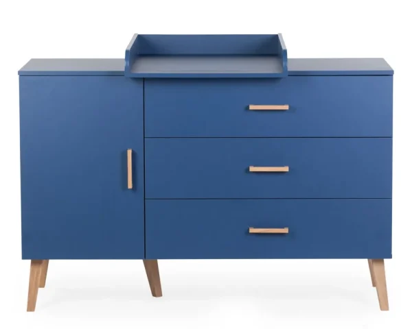 Childhome Bold Blue - Commode - 3 Laden + 1 Deur + Verzorgingsunit^ Commodes