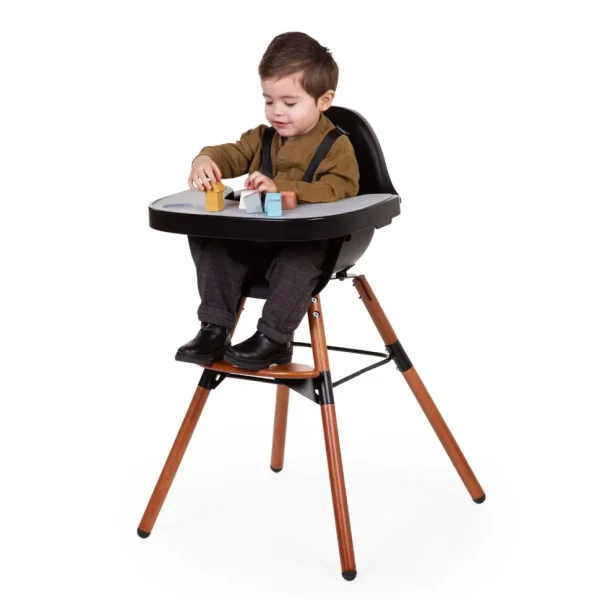 Childhome Evolu Kinderstoel - Verstelbaar In Hoogte (50-75 Cm/*90 Cm) - Walnoot/Zwart^ Evolu