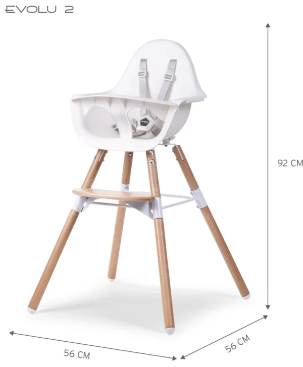 Childhome Evolu Kinderstoel - Verstelbaar In Hoogte (50-75 Cm/*90 Cm) - Naturel Wit^ Evolu