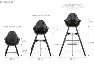 Childhome Evolu Kinderstoel - Verstelbaar In Hoogte (50-75 Cm/*90 Cm) - Zwart^ Evolu