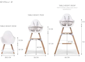 Childhome Evolu Kinderstoel - Verstelbaar In Hoogte (50-75 Cm/*90 Cm) - Naturel Wit^ Evolu