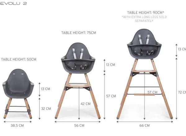 Childhome Evolu Kinderstoel - Verstelbaar In Hoogte (50-75 Cm/*90 Cm) - Naturel Antraciet^ Evolu