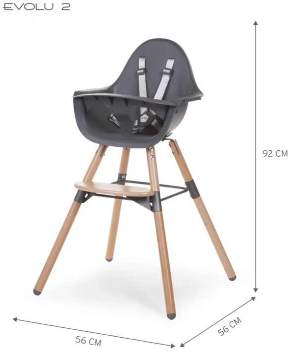 Childhome Evolu Kinderstoel - Verstelbaar In Hoogte (50-75 Cm/*90 Cm) - Naturel Antraciet^ Evolu