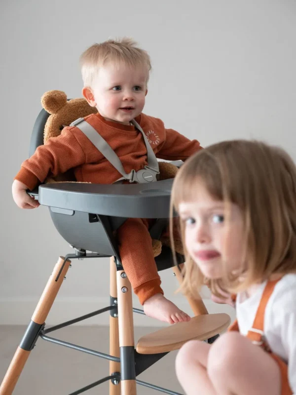 Childhome Evolu Kinderstoel - Verstelbaar In Hoogte (50-75 Cm/*90 Cm) - Naturel Antraciet^ Evolu