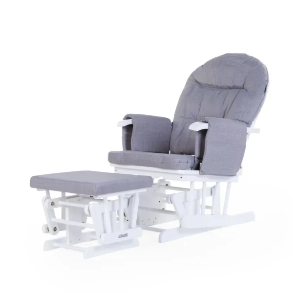 Childhome Gliding Chair Schommelstoel Rond Met Voetsteun - Hout Canvas - Grijs^ Schommelstoelen