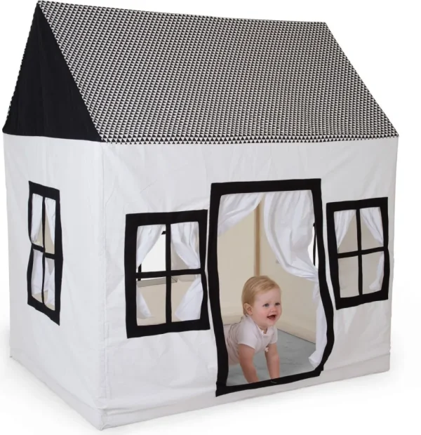 Childhome Groot Speelhuis - 125X95X145 Cm - Katoen Polyester - Zwart Wit^ Speeltenten