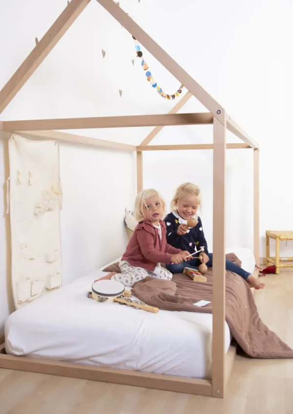 Childhome Huis Bed - 90X200 Cm - Hout - Naturel^ Peuter- & Babybedden