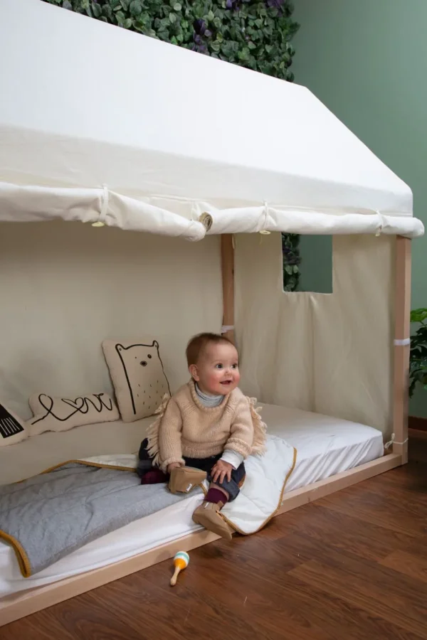 Childhome Huis Bed - 90X200 Cm - Hout - Naturel^ Peuter- & Babybedden