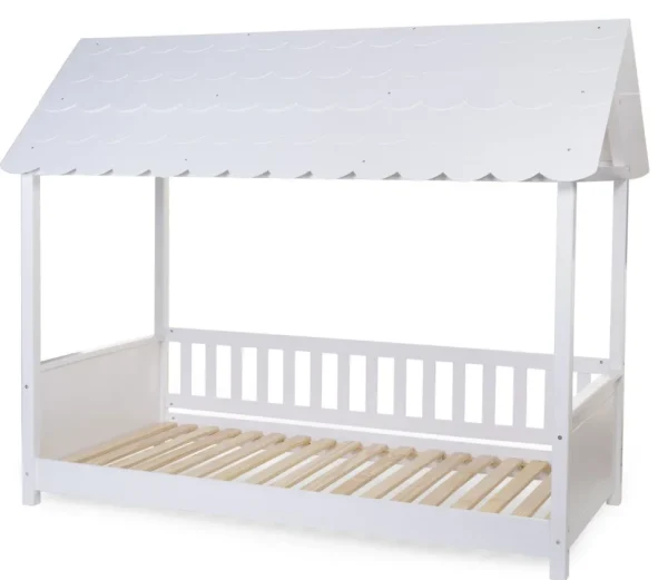 Childhome Huis Bed Met Dak - 90X200 Cm - Hout - Wit^ Bedframes