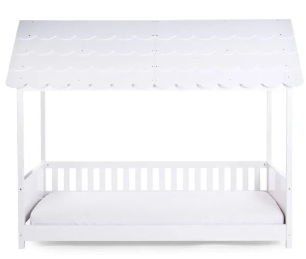 Childhome Huis Bed Met Dak - 90X200 Cm - Hout - Wit^ Bedframes