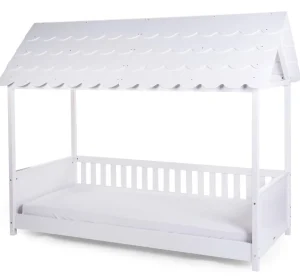 Childhome Huis Bed Met Dak - 90X200 Cm - Hout - Wit^ Bedframes