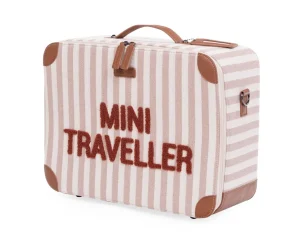 Childhome Mini Traveller Kids Kinderkoffer - Stripes - Nude/Terracotta^ Kids Bags