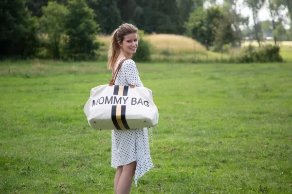 Childhome Mommy Bag ® Verzorgingstas - Ecru Strepen Zwart/Goud^ Mommy Bag ®