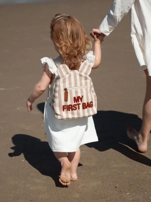 Childhome My First Bag Kinderrugzak - Stripes - Nude/Terracotta^ Kids Bags