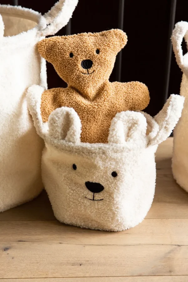 Childhome Opbergmand - 25X20X20 Cm - Teddy - Ecru^ Opbergmanden