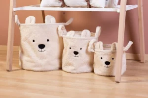 Childhome Opbergmand - 25X20X20 Cm - Teddy - Ecru^ Opbergmanden