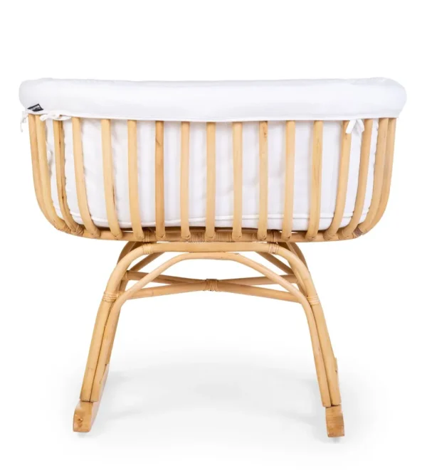 Childhome Rattan Wieg - 90X70X71 Cm + Matras - 77X42X4 Cm - Jersey Hoes Ecru - Schommelpoten^ Wiegen & Bedkant Wiegen