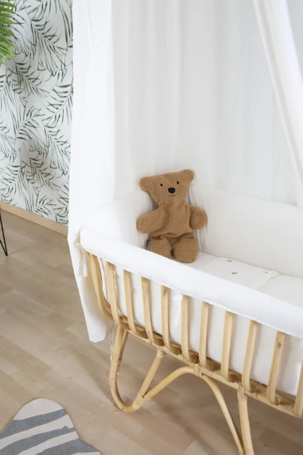 Childhome Rattan Wieg Rechthoekig - 90X50X70 Cm + Jersey Omrander Ecru - Matras - 81X42X5 Cm^ Wiegen & Bedkant Wiegen