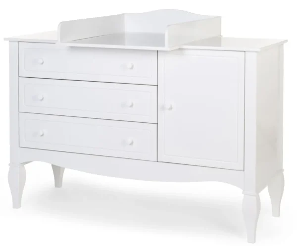 Childhome Romantic White - Commode - 3 Laden + 1 Deur + Verzorgingsunit^ Commodes