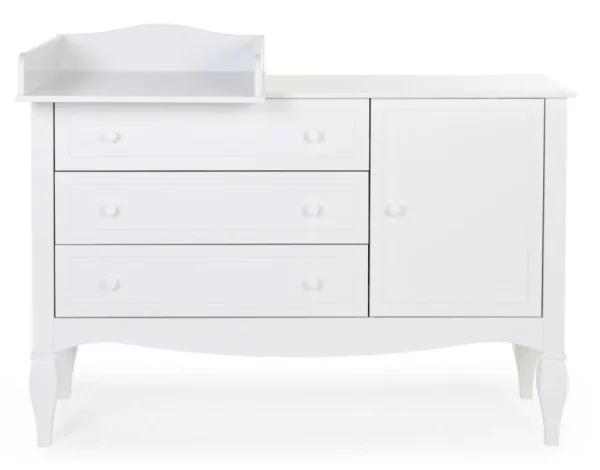 Childhome Romantic White - Commode - 3 Laden + 1 Deur + Verzorgingsunit^ Commodes