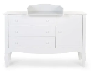 Childhome Romantic White - Commode - 3 Laden + 1 Deur + Verzorgingsunit^ Commodes