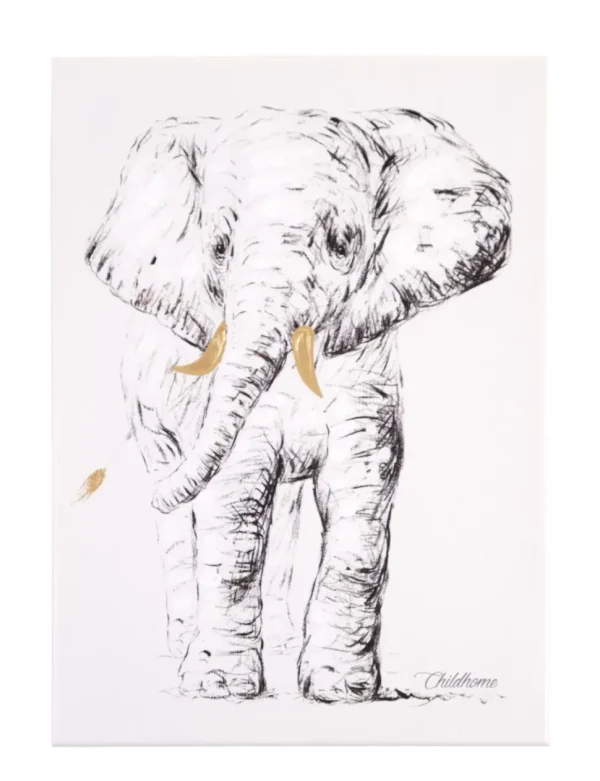 Childhome Schilderij - Olifant + Goud - 30X40 Cm^ Schilderijtjes