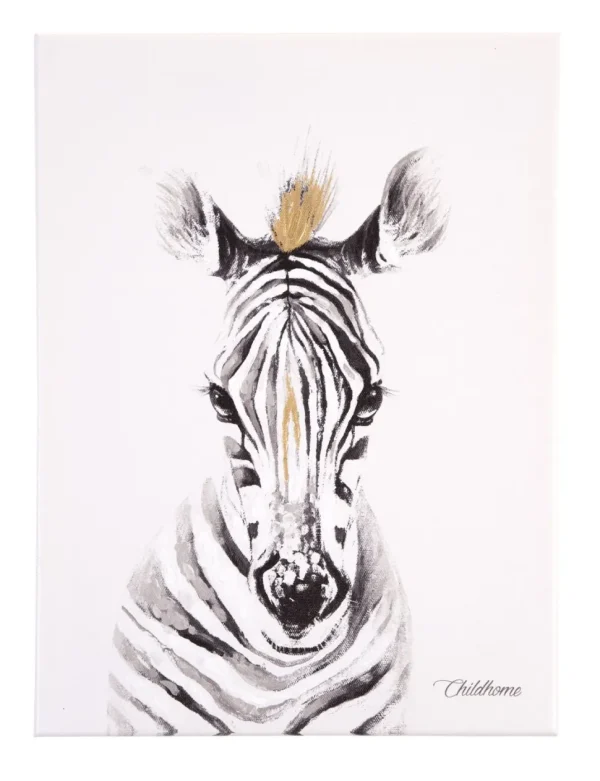 Childhome Schilderij - Zebra + Goud - 30X40 Cm^ Schilderijtjes