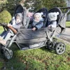 Childhome Sixseater Wandelwagen Met Autobrake + Regenhoes + Zonnekappen - Antraciet^ Meerlingwagens