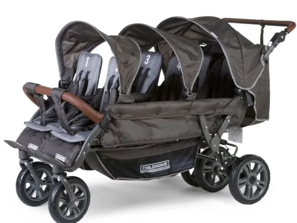 Childhome Sixseater Wandelwagen Met Autobrake + Regenhoes + Zonnekappen - Antraciet^ Meerlingwagens