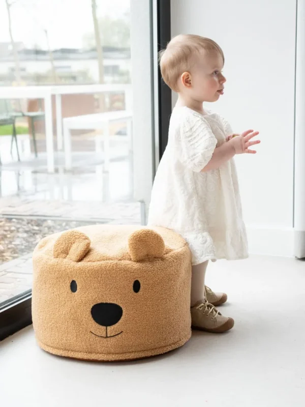 Childhome Teddy Beer Poef - Teddy - Beige 40Cm^ Kinderstoeltjes