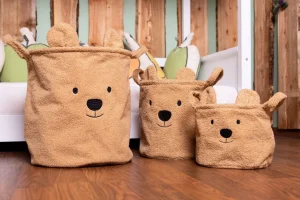 Childhome Teddy Manden - Set Van 3 - Beige^ Opbergmanden