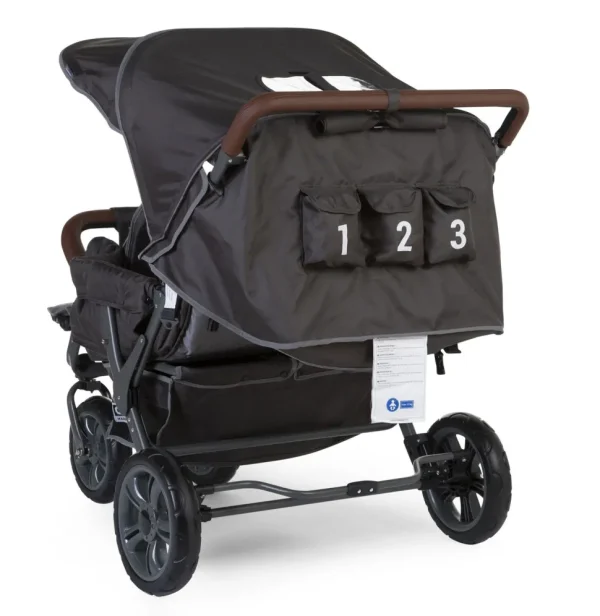 Childhome Triplet Wandelwagen + Regenhoes + Zonnekap - Staal + Tedelon - Antraciet^ Meerlingwagens