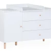 Childhome Wonder White - Commode - 3 Laden + 1 Deur + Verzorgingsunit^ Commodes