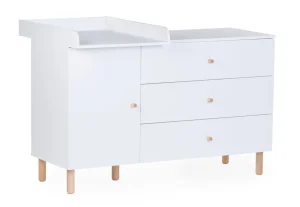 Childhome Wonder White - Commode - 3 Laden + 1 Deur + Verzorgingsunit^ Commodes