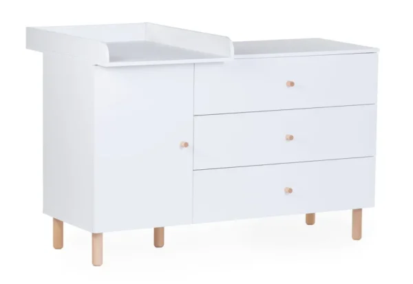 Childhome Wonder White - Commode - 3 Laden + 1 Deur + Verzorgingsunit^ Commodes