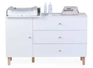 Childhome Wonder White - Commode - 3 Laden + 1 Deur + Verzorgingsunit^ Commodes