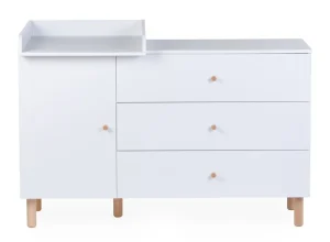 Childhome Wonder White - Commode - 3 Laden + 1 Deur + Verzorgingsunit^ Commodes