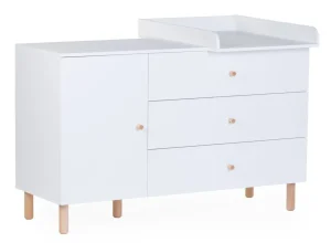 Childhome Wonder White - Commode - 3 Laden + 1 Deur + Verzorgingsunit^ Commodes