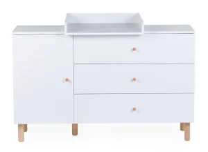 Childhome Wonder White - Commode - 3 Laden + 1 Deur + Verzorgingsunit^ Commodes