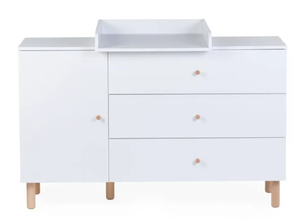 Childhome Wonder White - Commode - 3 Laden + 1 Deur + Verzorgingsunit^ Commodes