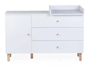 Childhome Wonder White - Commode - 3 Laden + 1 Deur + Verzorgingsunit^ Commodes